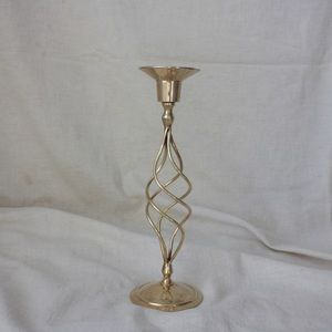 Raw brass twist candlestick